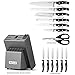 McCook MC25 14 Pieces FDA Certified High Carbon Stainless Steel kitchen knife set with Wooden Block, All-purpose Kitchen Scissors and Built-in Sharpener(Graphite Block)
