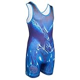 KO Sports Gear BLUE PHOENIX Wrestling Singlet