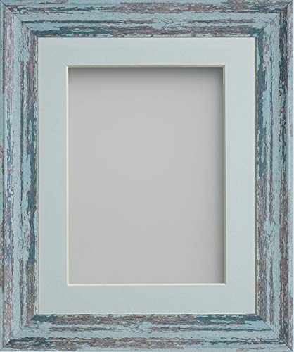 Frame Company Lynton Rustic Blue Photo Frame with Light Blue Mount, A4 for 10x6 inch, fitted with perspex