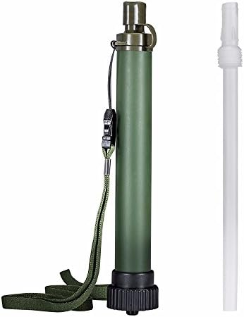 Water Straw,Filterpen Portable Outdoor Water Filter Purifier+7-layer filtering survival filter (Green)