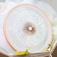 Embroidery Kits for Beginners with Pattern, BENBO Creative Dandelion Hand Embroidery Cross Stitch Needlepoint Crafts Kit with Color Pattern Cloth, Bamboo Embroidery Hoop, Color Threads and Tools Kit