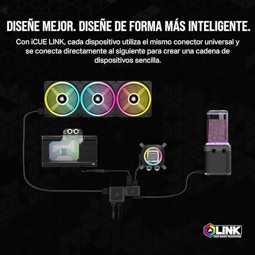 Hydro X Series iCUE Link XH405i Kit de Refrigeración Personalizada - Bloque de Refrigeración Líquida para CPU XC7 Elite - Bomba XD5 Elite D5 Res - 3 Ventiladores QX120 RGB - Gris