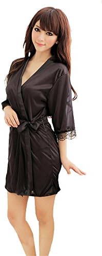 Women's Sexy Lingerie Lace Half Sleeve Nightdress Bathrobe+waistband+t-back
