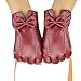 D.King Winter Leather Gloves for Women, Touchscreen Texting Warm Driving Gloves Wine Red