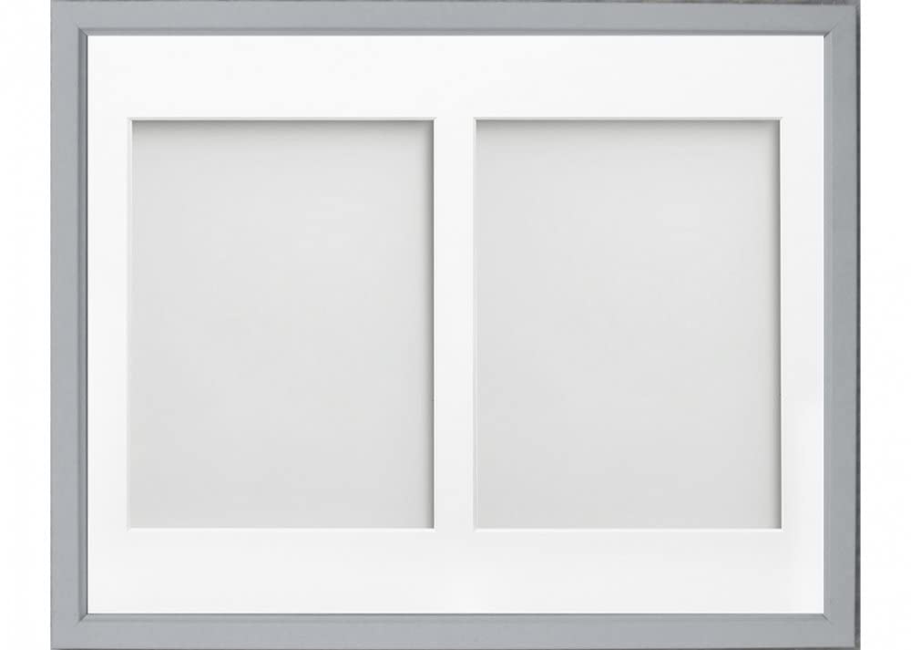 Frame Company Drayton Multi Aperture Photo Frame, Grey, 14x11 for 8x6 inch (x2)