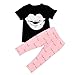 Infant Toddler Baby Girls Boys Fox Printed Pant Sets Long Sleeve Carton Print Fox Leggings Clothes (Label90 / Age.12-18mos, Black + Pink)