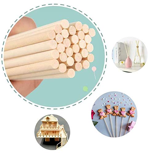 LINGLAN Wood Craft Sticks for DIY Bamboo Dowel Rods Rattan Oil Diffusers 50 Pack (30cm/6mm)
