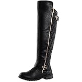West Blvd Detroit Quilted Riding Biker Knee High Boots