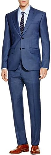 Hardy Amies Mens Wool Checkered Two-Button Suit Jacket Navy 44R