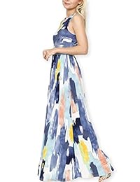 AOOKSMERY - Vestido de verano para mujer, estilo vintage, con estampado de agua, sin mangas, con bolsillo