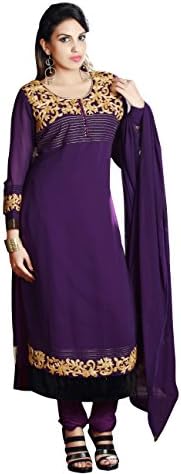 Shubham Fashions Women's Floral &amp; Striped Punjabi Suit XL Purple