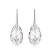 Osiana Teardrop Drop Hook Dangle Earrings Made With Swarovski Crystals White Patina