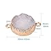 Pandahall Elite 5PCS Natural Druzy Agate Pendants Mixed Dyed Light Gold Plated Charms Flat Round Links Charms Brass Druzy Links for Bracelet Jewelry Making