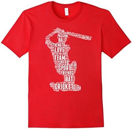 Men's Cricket Shirt: Words Terms Vocabulary Player Gift T-Shirt Medium Red