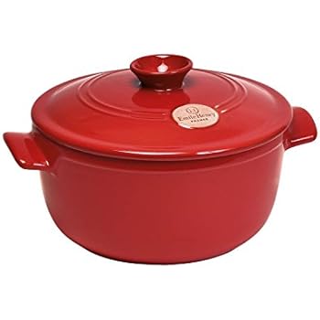Emile Henry Flame Round Stewpot Dutch Oven, 4.2 Quart, Burgundy