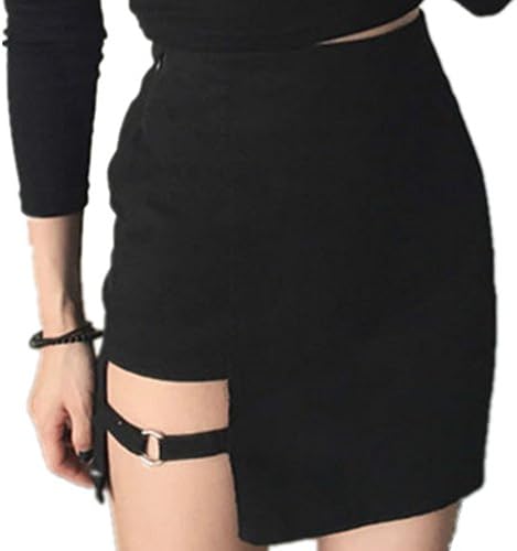 YOUMU Ladies Sexy Irregular Skirt Gothic Punk Dance Clubwear Short Mini Bodycon Black