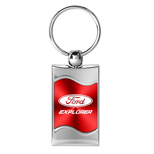 Ford Explorer Red Spun Brushed Metal Key Chain
