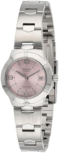Casio Women's Watch LTP-1241D-4ADF pink Dial, Silver Band price
