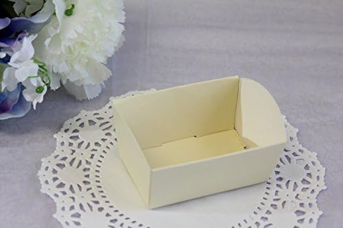 10x Mini Paper Candy Cookie Nut Trays Holders, Cello Bag Base, Party Gift Favors Party Supply Birthday Decorations Size 2.5x1.5x1.25''H (Ivory)