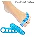 Toe Separators - Toe Straightener for Plantar Fasciitis and Bunion Corrector. Blue Toe Spacers. Free Heel Cups. (6 pcs)