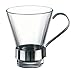 Bormioli Rocco Ypsilon Espresso Cups with Metal Handle, Clear, Set of 6