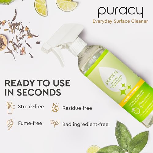 PURACY MULTI-SURFACE CLEANER SPRAY – PLANT-POWERED EVERYDAY SURFACE CLEANER – NATURAL ALL PURPOSE CLEANING SOLUTION AS SEEN ON TIKTOK (ORGANIC LEMONGRASS SPRAY BOTTLE, 16 FL OZ)