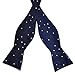 PenSee Mens Self Bow Tie Navy and White Polka Dot Floral Jacquard Woven Silk Bow Ties