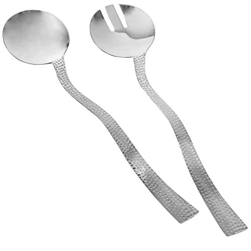 Colleta Home Hammered Stainless Steel Serving Utensils Salad Spoons