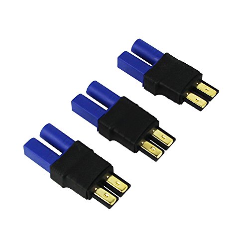 OliYin 3pcs Male TRX Traxxas Style to Female EC5 Losi Adapter Connector for Brushless SCT LiPo Slash(Pack of 3)
