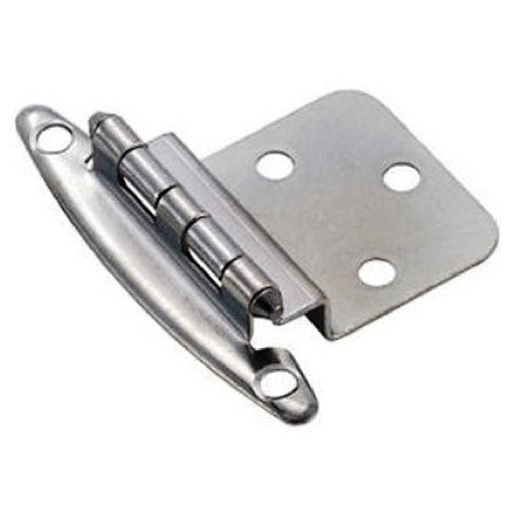 Merriway BH06002 (2 Pcs) Self Closing Face Frame Satin Nickel Amerock Style Kitchen Cabinet Hinges, Inset 3/8-Inch - Pack of 2 Pieces