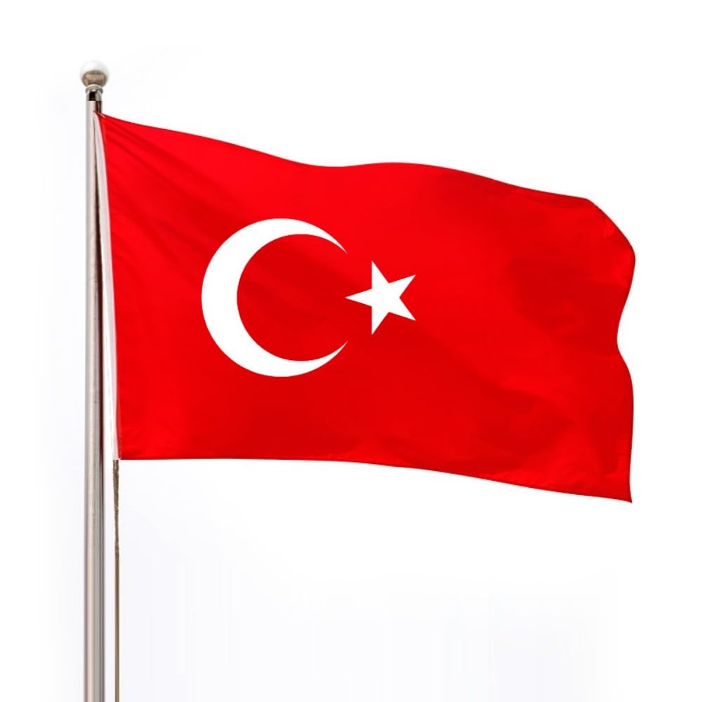 Turkey Flag 3x5 Ft Turkish Flag with 2 Brass Grommets For Party Festival Procession Celebration Sport Activities Garden Home Indoor Outdoor Decoration
