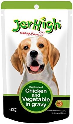 JerHigh Chicken and Vegetable in Gravy Dog Meal with Inulin and Fiber Great Taste for Great Happiness 120g.