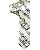 Outer Rebel Fashion Skinny Tie- Diagonal Sheet Music, Black on White
