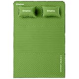 KingCamp Triple Zone Comfort Double Self Inflating 75D Micro Brushed Sleeping Pad Mattress with 2 Pillows (Green)