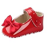 Binmer(TM) New Baby Girl Bowknot Leater Shoes Sneaker Anti-slip Soft Sole Toddlerr (12~18M, Red)