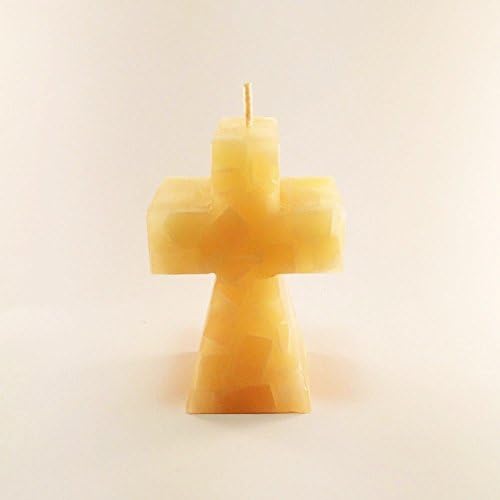 Candles Single Wick Beige Chunks Handmade Decorative Cross. Holiday Present. Christmas Gift. Hand Poured in Costa Rica. Candelicious.