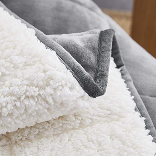 Sherpa Weighted Blanket King Size for Adults (Light Grey/White, 88x104