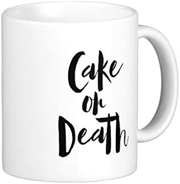 Funny Design Novelty Gift Tea Coffee Office Mug Cake or Death Typography White Mug