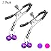 Nipple Clamps with Bell, SEXY SLAVE Adjustable Soft Rubber Tweezer Nipple Clips, SM Fetish Breast Clit Sensual Bondage Nipple Sex Toy(2 Pack, Purple and Rose Pink)thumb 2