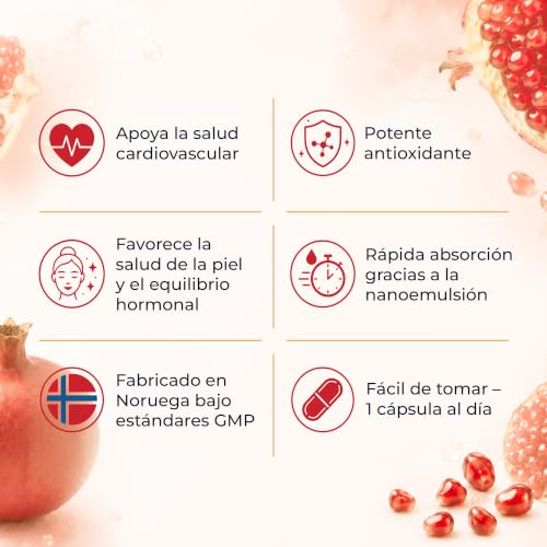 Swedan Naturals Omega 5 Aceite de Granada con Vitamina D3, Suplemento Alimenticio en Cápsulas, Fuente Natural de Ácido Púnico, 100 Cápsulas