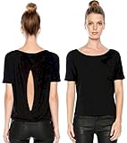 Womens Flowy Open Back Yoga Tee Ultra Light Weight