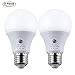 2Pcs E27 6000K LED Dusk to Dawn Sensor Light Bulbs Built-in Photosensor Detection Auto Switch Light Indoor/Outdoor Lighting Lamp (7)W-Cool White
