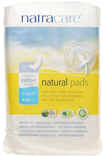 Natracare Maxi Pads Super with Organic Cotton Cover 12 ea (Pack of 6)