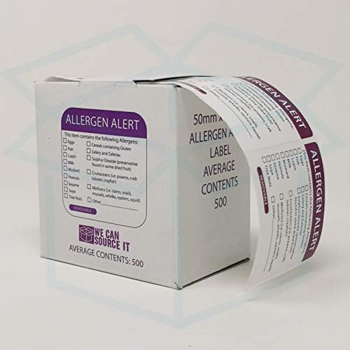 We Can Source It Ltd - Large Food Allergen Date Info Labels - Removable Food Allergy Labels for Commercial Kitchens and Catering Outlets - Pack of 500