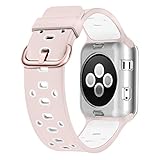 UMTELE Compatible with Apple Watch 4 Bands 40mm 38mm, Soft Silicone Sport Strap with Ventilation Holes Breathable Replacement Bands Replacement for Apple Watch Nike+, Series 4/3/2/1 40mm 38mm