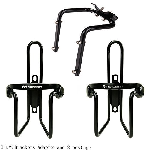 TOPCABIN A Pack of 2 Bike Water Bottle Cage and 1 Saddle Water Bottle Brackets Adapter, Alloy Lightweight Bicycle Water Bottle Holder for Cycling Triathlon