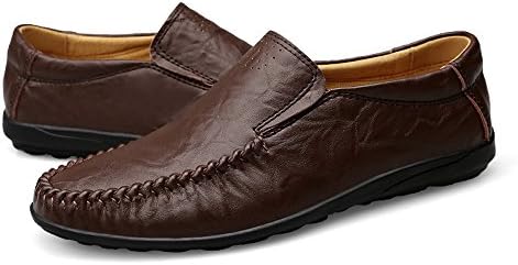 Handmade Genuine Leather Men Flats, Fashion Soft Leather Men Shoes Loafers Men Slip On Leather Shoes (10.5, Coffee3)