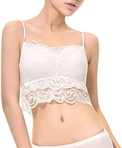 Cnhw Women's Lace Trim Soft Comfort Silk Render Mini Camisole Tank Tops White L