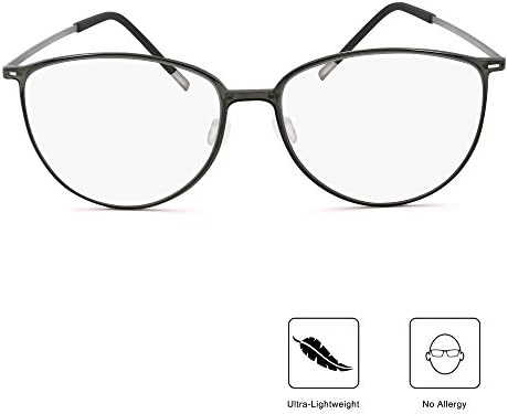 Blue Light UV Blocking Light Filter Computer Reading Glasses Flexible Frame Anti Eye Fatigue Transparent Lens Ultra-Lightweight Vision Care Protect your Eyes for Men and Women Unisex (Dark Gray)