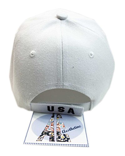 Aesthetinc Patriotic American Eagle and American Flag Baseball Cap USA 3D Embroidery (White)